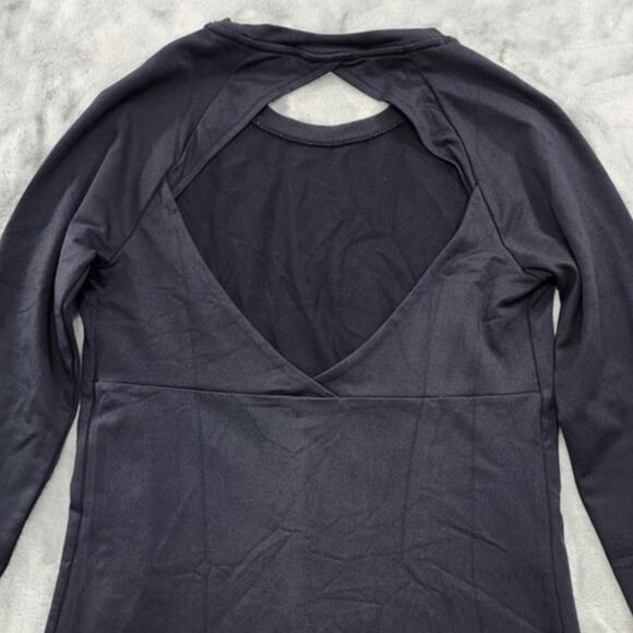 Under Armour Top Womens L‎ Black Heat Gear Fitted Open Back Long Sleeve Running - Picture 4 of 8